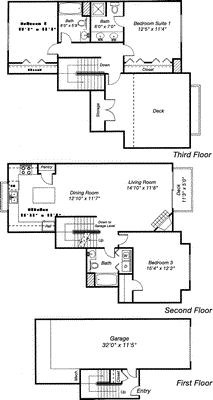 Floor plan for 3 beds, 3 baths, 1561 sqft